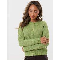 Threadbare Womens Chunky Rib Button Through Cardigan - Green