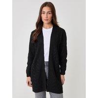 Threadbare Cable Knit Open Cardigan In Black
