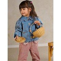 Mamas & Papas Baby Girls Berry Embroidered Denim Jacket - Blue