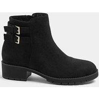 Yours Curve Wide Fit Double Buckle Chelsea Boot - Black