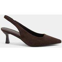 Yours Curve Extra Wide Fit Slingback Heels - Brown