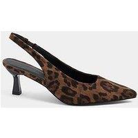 Yours Curve Extra Wide Fit Slingback Leopard Heels - Brown