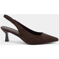 Yours Curve Women'S Faux Suede Slingback Heels Wide Fit - Chocolate Brown