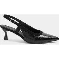 Yours Curve Wide Fit Croc Slingback Heel - Black