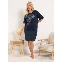 Yours Women'S Curve Stars Side Split Nightdress - Navy