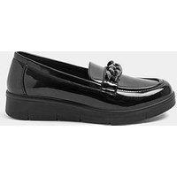 Yours Curve Extra Wide Fit Chain Detail Flatform Loafers - Black