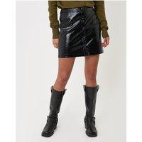 Threadbare Faux Leather Button Front Mini Skirt In Black