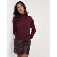 Threadbare Womens Button Front Faux Leather Mini Skirt - Purple