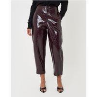 Threadbare Faux Leather Barrel Leg Trousers In Purple