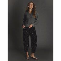 Threadbare Womens High Waisted Sequin Straight Leg Trousers - Black
