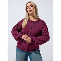 Yours Curve Balloon Sleeve Cardigan - Purple