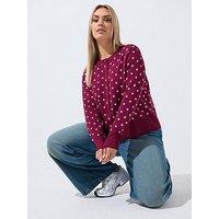 Yours Curve Round Neck Cardigan - Red
