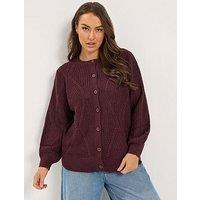 Yours Curve Pointelle Knit Cardigan - Red