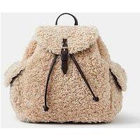 Accessorize Shearling Drawstring Backpack - Cream