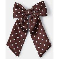Accessorize Polka Dot Bow Barrette Hair Clip - Brown