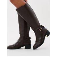 Threadbare Faux Leather Riding Boots In Chocolate Brown