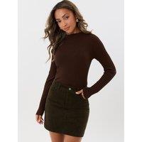 Threadbare Womens Petite Corduroy Pockets Mini Skirt - Green
