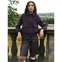 Threadbare Womens Pleated Faux Leather Longer Length Shorts - Brown