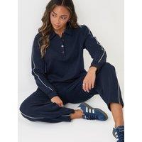 Threadbare Petite Polo Collar Barrel Leg Lounge Set In Navy