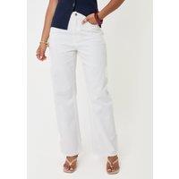 Threadbare Threadbare Womens High-Rise Straight Leg Jeans - White