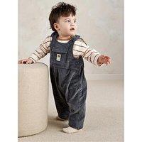 Mamas & Papas Baby Boys 2 Piece Cord Dungarees & Long Sleeve Top Set - Blue