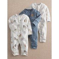 Mamas & Papas Baby Boys 3 Pack Safari Adventures Sleepsuits