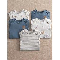 Mamas & Papas Baby Boys 5 Pack Safari Adventures Long Sleeve Bodysuits