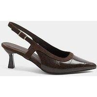 Yours Curve Wide Fit Croc Slingback Heel - Brown