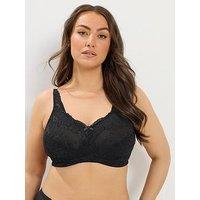 Yours Curve Lace Non-Padded Non-Wired Full Cup Bra - Black