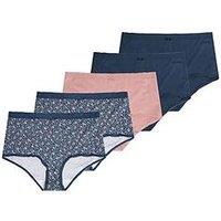 Yours Yourset 5 Pack Curve Ditsy Floral Full Briefs - Navy Blue