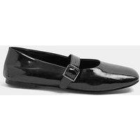 Yours Curve Extra Wide Buckle Detail Mary Jane Flats - Black