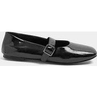Yours Curve Wide Fit Buckle Detail Mary Jane Flats - Black