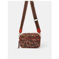 Accessorize Sausage Dog Print Crossbody Bag - Brown