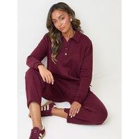 Threadbare Polo Collar Barrel Leg Lounge Set In Plum