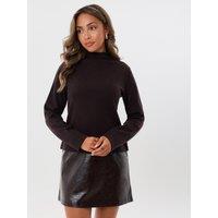 Threadbare Womens 2-In-1 Knitted Faux Leather Mini Dress - Purple