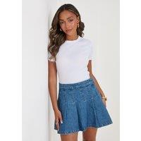 Threadbare Womens Pleated High-Rise Flared Mini Skirt - Blue