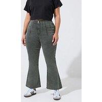 Yours Curve Flare Seam Detail Jeans - Grey