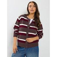 Yours Curve Stripe Crew Cardigan