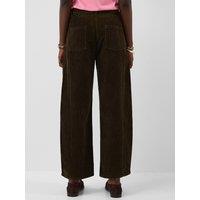 Accessorize Womens High Rise Barrel Leg Cord Trousers - Brown