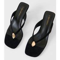 Threadbare Ladies Shuffle Toepost Kitten Heel - Black