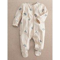 Mamas & Papas Baby Girls Crinkle Blueberry Sleepsuit - Cream