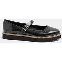 Yours Curve Extra Wide Fit Faux Leather Mary Jane Shoes - Black