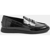 Yours Curve Extra Wide Fit Faux Leather Flatform Loafers - Black