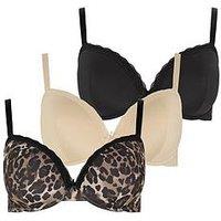 Yours Curve 3 Pack T-Shirt Underwire Bra - Black