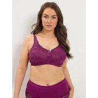 Yours Curve Lace Non-Padded Support Full Cup Bra - Purple