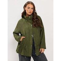 Yours Curve Suedette Draw Cord Jacket - Green