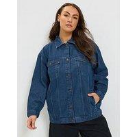 Yours Curve Oversized Denim Jacket - Blue