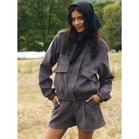 Threadbare Womens Faux Suede Tailored Shorts - Grey