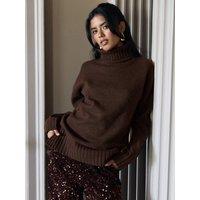 Threadbare Womens Oversized Roll Neck Jumper - Chocolate Brown