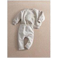 Mamas & Papas Baby Unisex 2 Piece Bunny Sweatshirt & Stripe Leggings Set - Grey